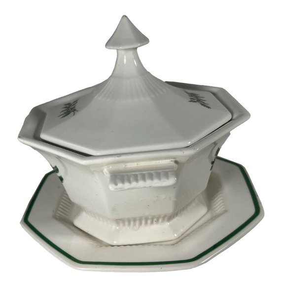 Nikko Christmastime Sauce Boat Lid Underplate (Bread & Butter) Vintage Octagonal - Picture 2 of 8